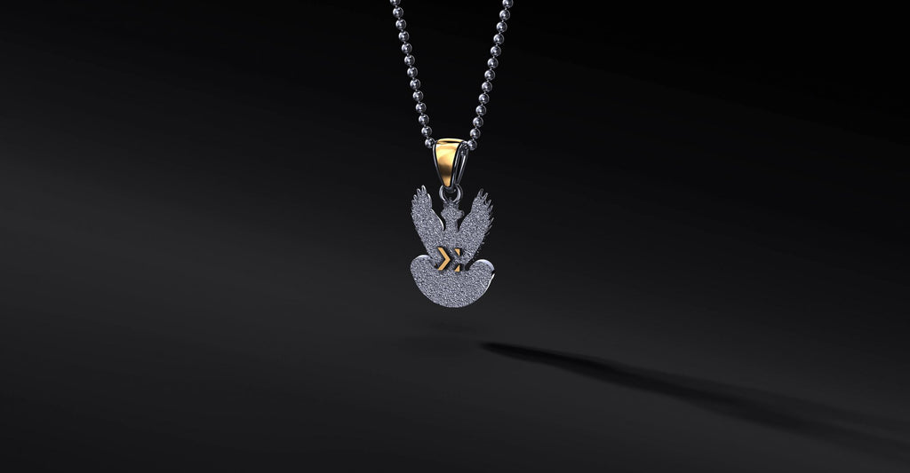 Polish Army Eagle Silver Pendant with Gold Plating