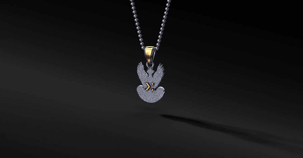 Polish Army Eagle Silver Pendant with Gold Plating