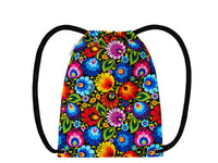 Polish Folk Art Floral Drawstring Backpack