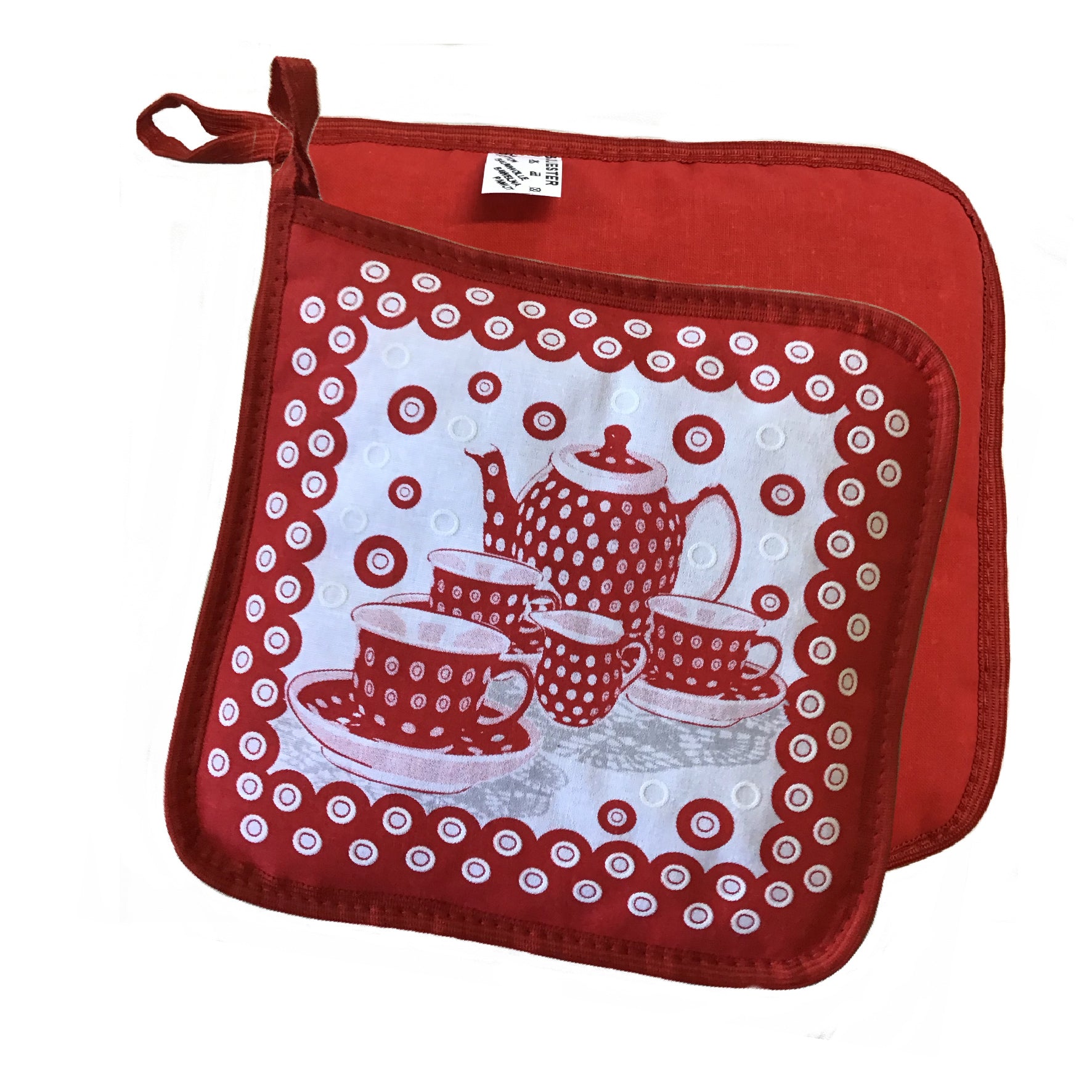 Polish Pottery Oven Mitt, Pot Holder & Kitchen Towel Set (Red)