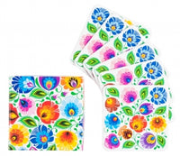 Polish Folk Cork Coasters, Set of 6 (White Lowicz Folk)