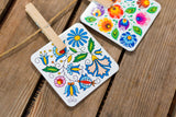 Polish Folk Cork Coasters, Set of 6 (Kashubian Folk)