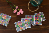 Polish Folk Cork Coasters, Set of 6 (Roosters Lowicz Folk)