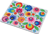 Polish Folk Art XL Rectangular Mouse Pad, Lowicz White