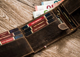 Horizontal Leather Wallet Embossed with Square Polish Eagle & White and Red Trim