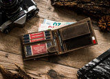 Horizontal Leather Wallet Embossed with Square Polish Eagle & White and Red Trim