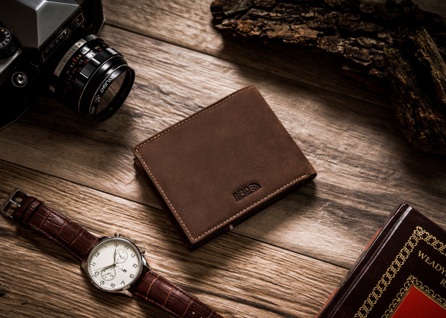 Horizontal Leather Wallet Embossed with Polish Eagle & White and Red Trim