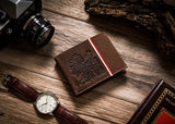Horizontal Leather Wallet Embossed with Polish Eagle & White and Red Trim