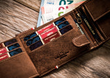 Horizontal Leather Wallet Embossed with Polish Eagle & White and Red Trim