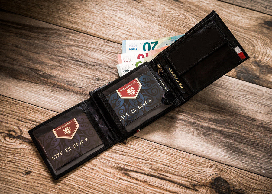 Horizontal Leather Wallet Embossed with Polish Eagle & White and Red Trim