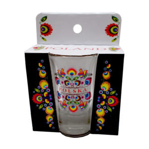 Polska Roosters Folk Art Souvenir Shot Glass in Box