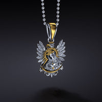 Polish Eagle & Our Lady of the Gate of Dawn Silver Pendant with Gold Plating