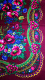 Traditional Polish Ukrainian Folk Cotton Head Scarf - Burgundy - Taste of Poland
 - 2