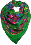 Traditional Polish Ukrainian Folk Cotton Head Scarf - Green - Taste of Poland
 - 1