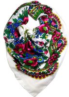 Traditional Polish Ukrainian Folk Cotton Head Scarf - White - Taste of Poland
 - 1