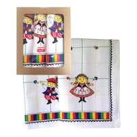 Polish Folk Art Set of 3 Kitchen Towels in Box (Krakow Dancers)