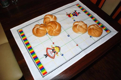 Polish Folk Art Set of 3 Kitchen Towels in Box (Krakow Dancers)