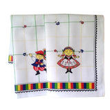 Polish Folk Art Krakow Dancers Gift Set with 2 Kitchen Towels and 1 Oven Mitt in Box