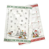 Polish Christmas Santa & Snowman Gift Set with 2 Kitchen Towels and 1 Oven Mitt in Box