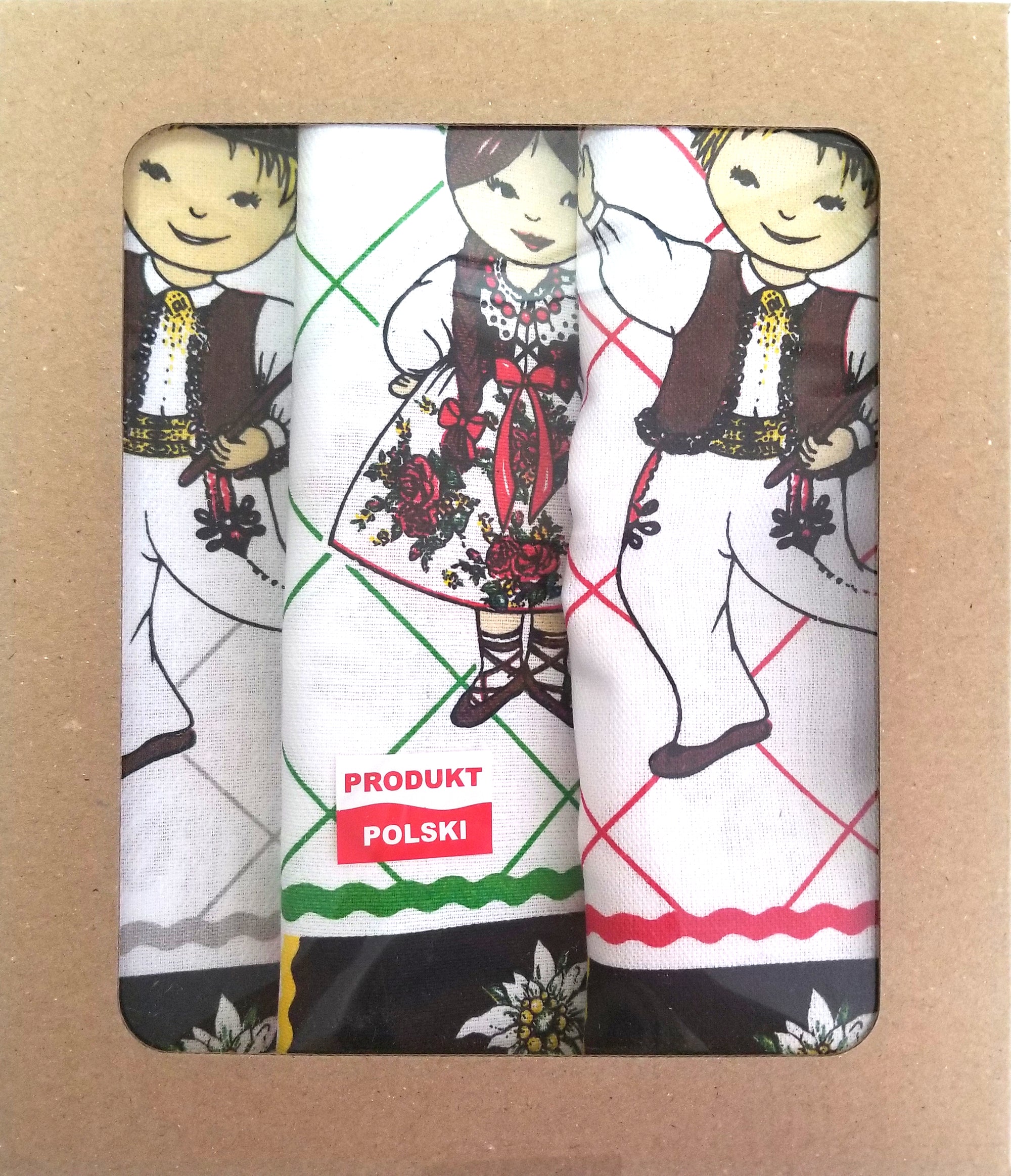 Polish Folk Art Set of 3 Kitchen Towels in Box (Highlanders)