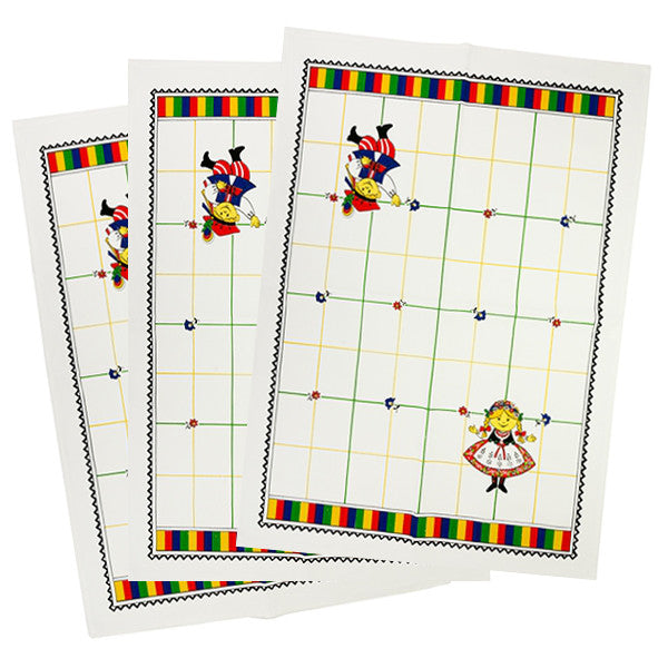Polish Folk Art Set of 3 Kitchen Towels in Box (Krakow Dancers)