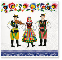 Polish Lowicz Dancers Folk Art Luncheon Napkins, Set of 20