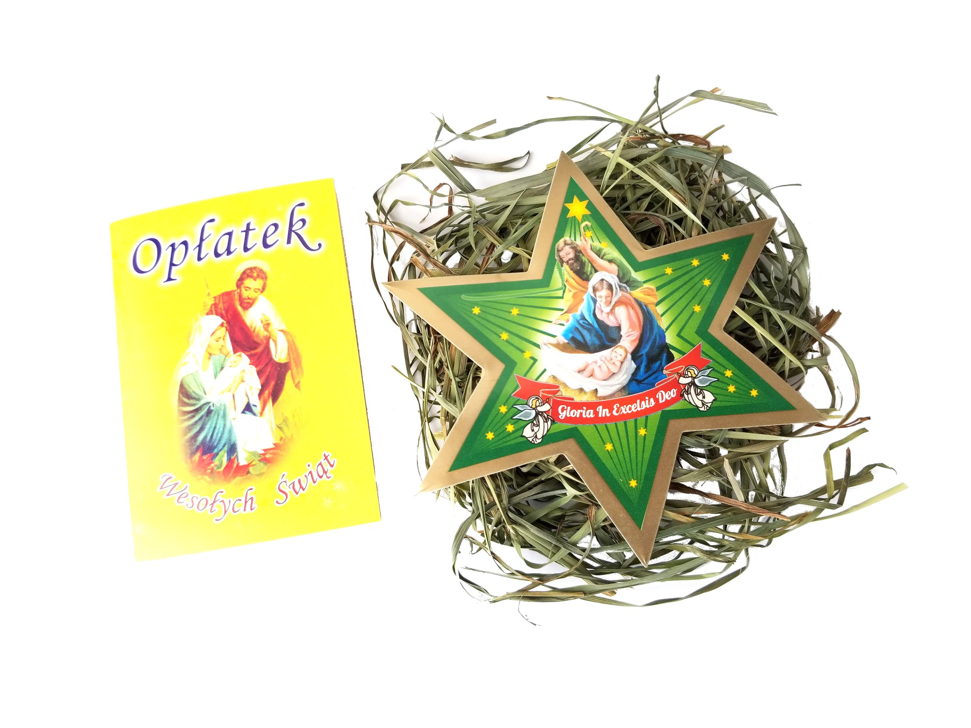 Set of 6 Traditional Christmas Wafers & Hay & Mini Oplatek