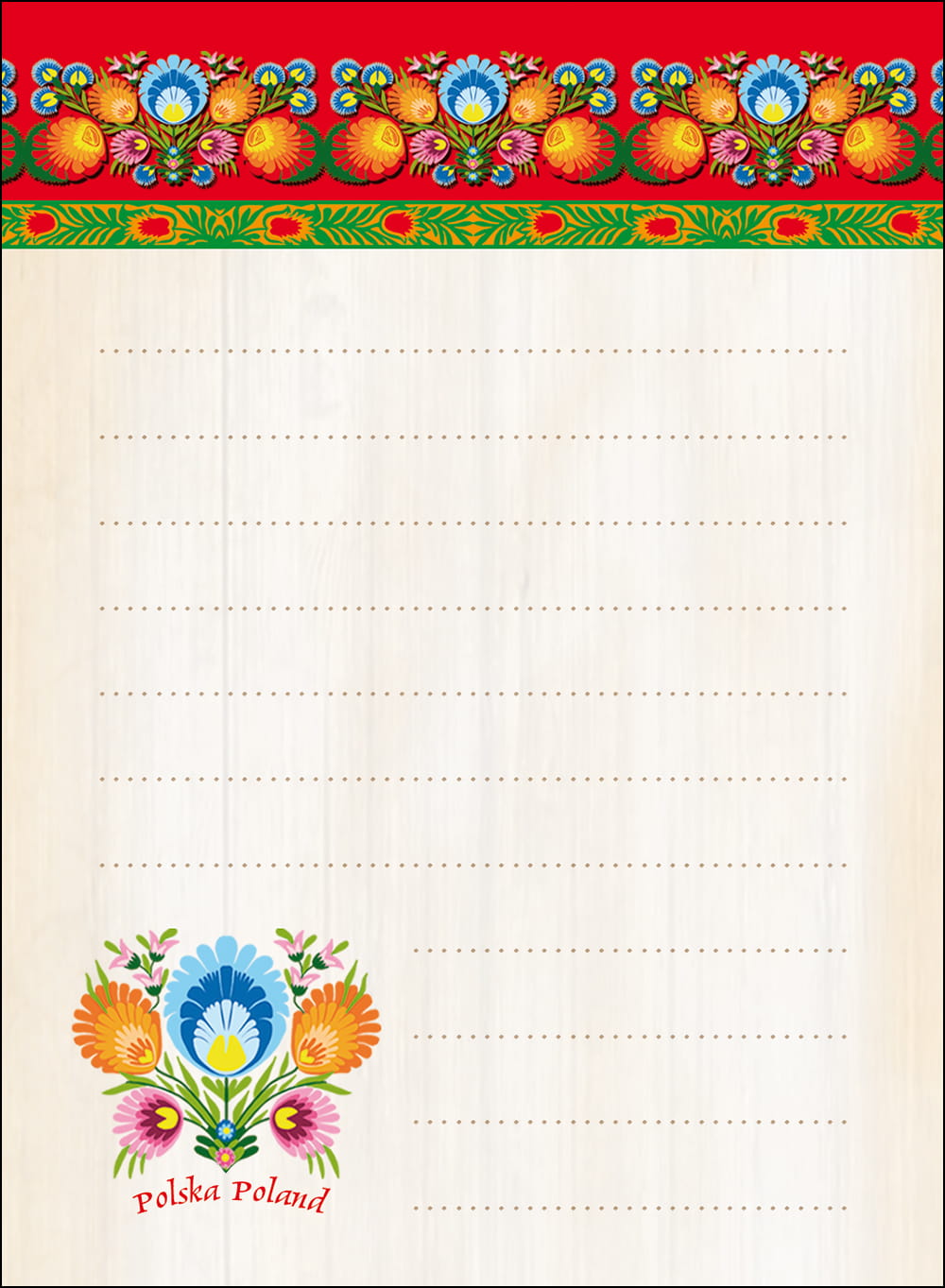 Polish Folk Art Small Magnetic Note Pad, Lowicz Flowers