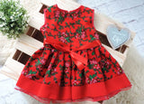Handmade Baby Girl Toddler Polish Floral Folk Art Dress, Red L (7-8 Years)
