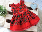 Handmade Baby Girl Toddler Polish Floral Folk Art Dress, Red L (7-8 Years)