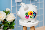 Polish Folk Art Ceramic Piggy Bank 6" Long
