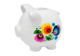 Polish Folk Art Ceramic Piggy Bank 6" Long