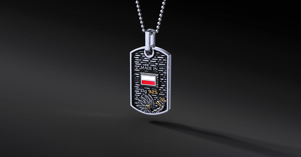 Polska Walczaca Anchor 1944 Silver Pendant with Gold Plating