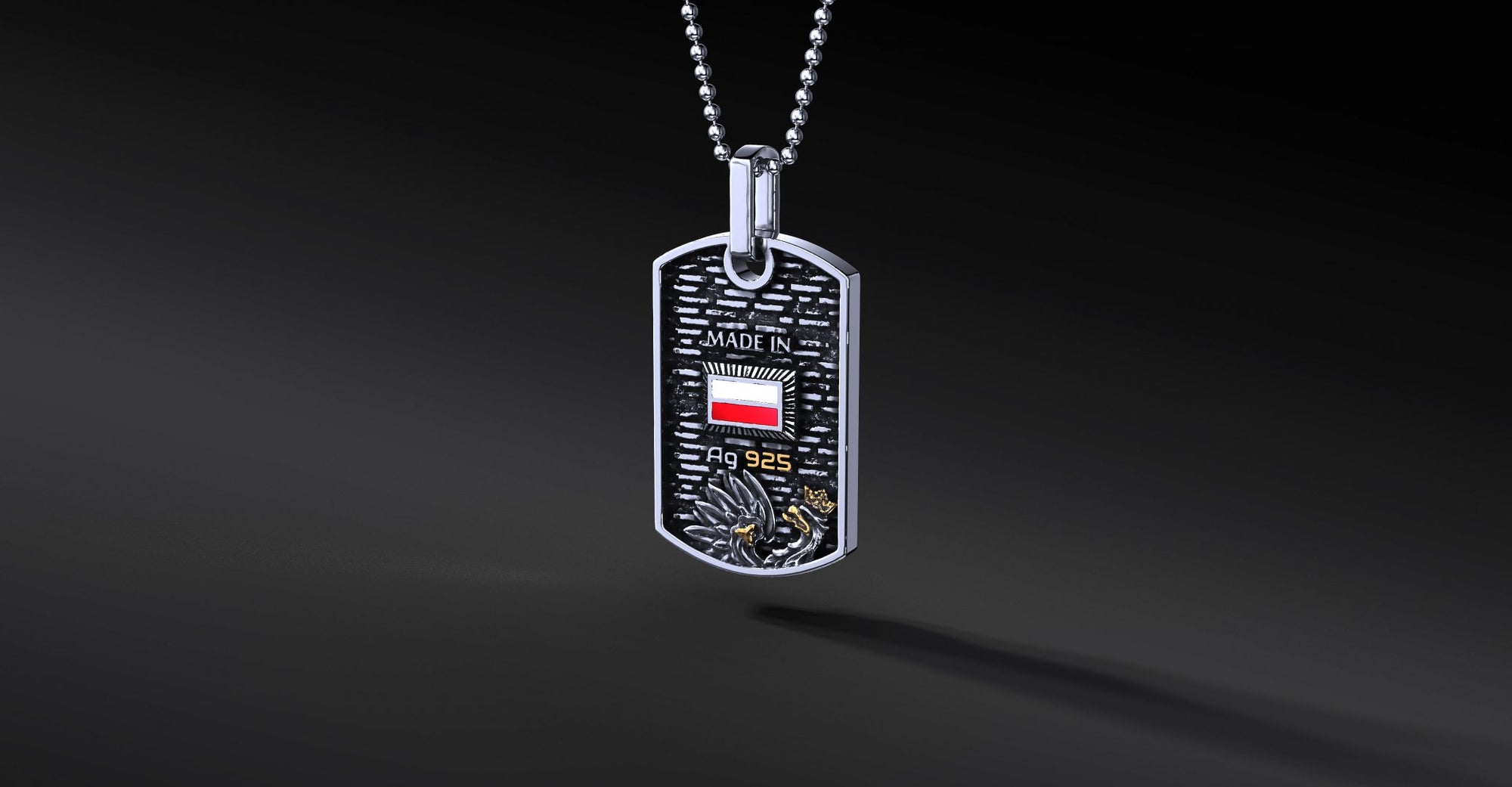 Polska Walczaca Anchor 1944 Silver Pendant with Gold Plating