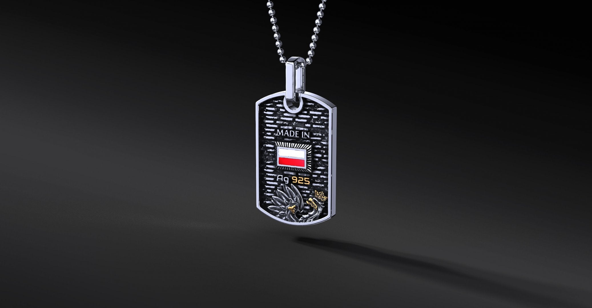 Polska Walczaca Anchor 1944 Silver Pendant with Gold Plating