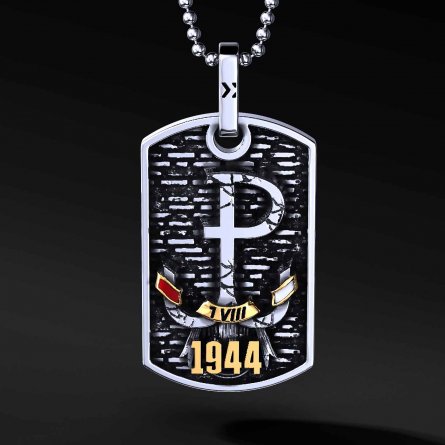 Polska Walczaca Anchor 1944 Silver Pendant with Gold Plating