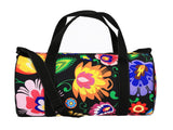 Polish Folk Art Floral Sport Duffel Bag, Lowicz Black