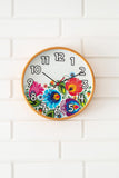 Polish Folk Art Wall Clock - Floral White