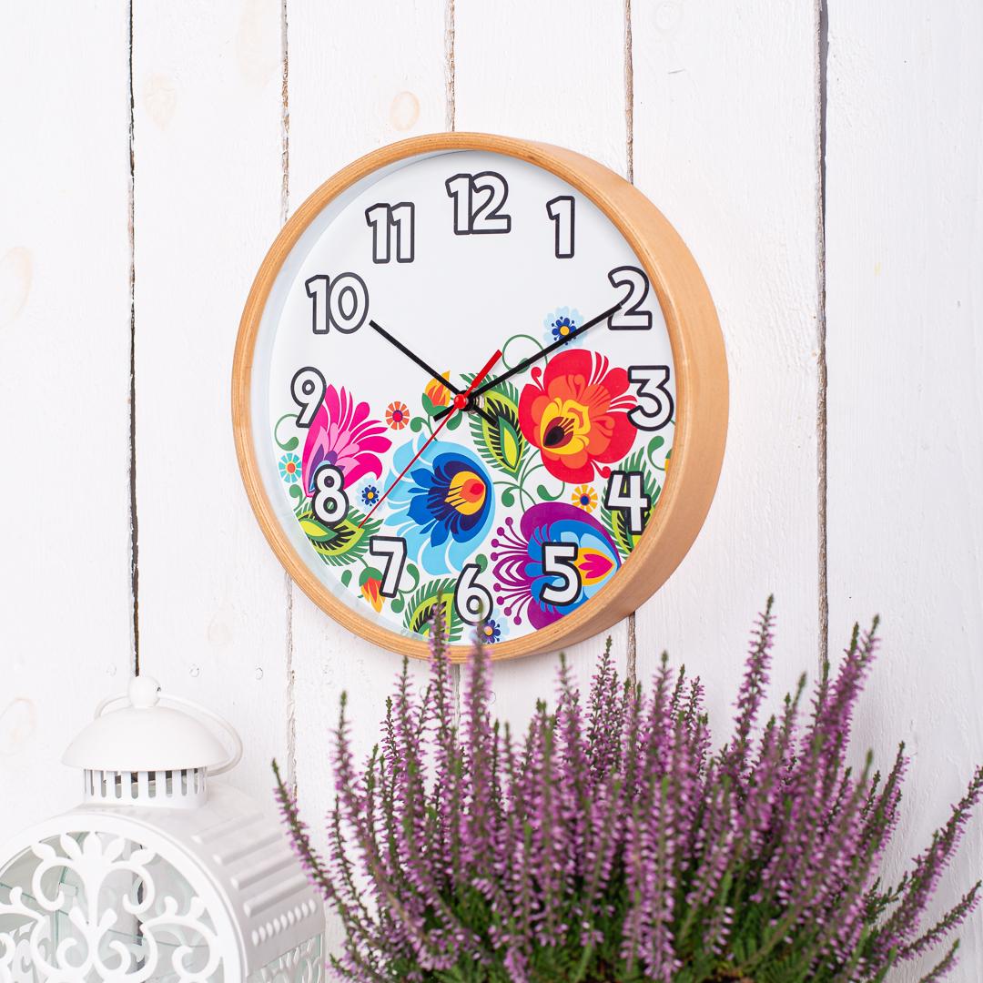 Polish Folk Art Wall Clock - Floral White