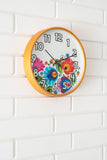 Polish Folk Art Wall Clock - Floral White