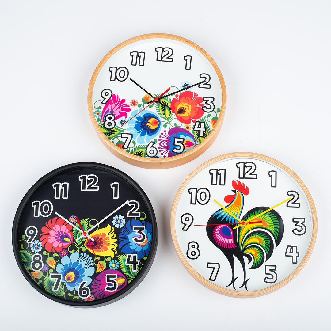 Polish Folk Art Wall Clock - Floral White